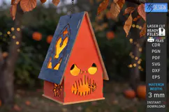 Halloween Haunted House Lantern Laser Cut | Candle Holder Product Image 1