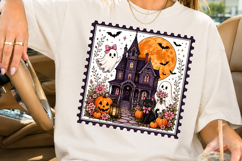 Halloween Haunted House Postage Stamp PNG Product Image 2