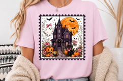 Halloween Haunted House Postage Stamp PNG Product Image 3