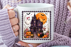 Halloween Haunted House Postage Stamp PNG Product Image 4