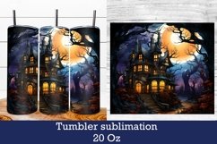 Halloween haunted house sublimation tumbler design wrap 20 Oz, Halloween  tumbler wrap, haunted house illustration PNG, Halloween sublimation.