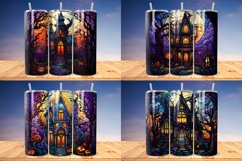 Stained Glass Halloween Haunted House Bundle, Tumbler PNG Product Image 2