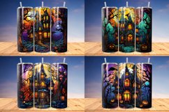 Stained Glass Halloween Haunted House Bundle, Tumbler PNG Product Image 3