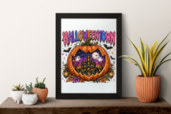 Halloween Haunted Pumpkin Rhinestone PNG Design Product Image 7