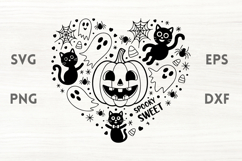 Halloween Heart SVG - Pumpkins Cats and Ghosts Product Image 1