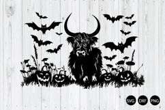 Halloween Highland Cow SVG, Highland Cow With Pumpkins SVG Product Image 1