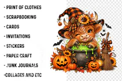 Trending Funny Halloween Highland Cow Png, Cute Pumpkin PNG Product Image 3