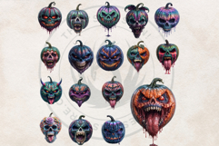Horrific Halloween Pumpkins Clipart for POD &amp; Scrapbooking Product Image 10