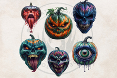 Horrific Halloween Pumpkins Clipart for POD &amp; Scrapbooking Product Image 8