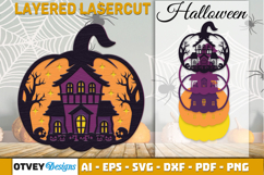 Halloween House in Pumkin Decor Laser Cut Product Image 1