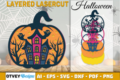 Halloween House in Pumkin Decor Laser Cut Product Image 1