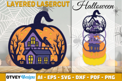Halloween House in Pumkin Decor Laser Cut Product Image 1