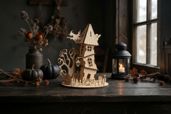 Halloween laser cut file, Halloween house Glowforge planSVG Product Image 2