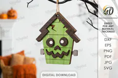 Halloween House Ornament Laser Cut. Hanging Ornament SVG Product Image 1