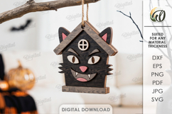 Halloween House Ornament Laser Cut. Hanging Ornament SVG Product Image 1
