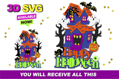 Halloween pumpkin house Topper 3D SVG Product Image 1