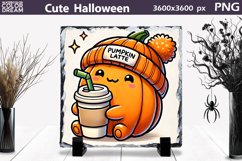 Funny Pumpkin Illustration | Pumpkin Latte Slate Sublimation Product Image 1