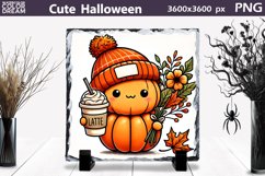 Funny Pumpkin Illustration | Pumpkin Latte Slate Sublimation Product Image 1