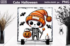 Cute Skeleton Illustration | Halloween Pumpkin Slate Design Product Image 1