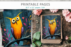 grunge owl illustration pages Product Image 3