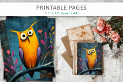 grunge owl illustration pages Product Image 7