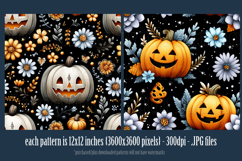 Halloween Patterns, Halloween Jack o Lanterns Flowers, s1 Product Image 2