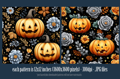 Halloween Patterns, Halloween Jack o Lanterns Flowers, s1 Product Image 3