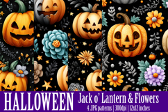 Halloween Patterns, Halloween Jack o Lanterns Flowers, s2 Product Image 1