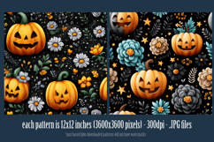 Halloween Patterns, Halloween Jack o Lanterns Flowers, s2 Product Image 2