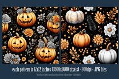 Halloween Patterns, Halloween Jack o Lanterns Flowers, s3 Product Image 2