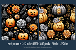 Halloween Patterns, Halloween Jack o Lanterns Flowers, s3 Product Image 3