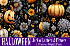 Halloween Patterns, Halloween Jack o Lanterns Flowers, s4 Product Image 1