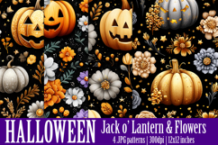 Halloween Patterns, Halloween Jack o Lanterns Flowers, s5 Product Image 1
