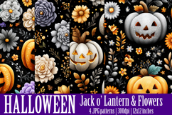 Halloween Patterns, Halloween Jack o Lanterns Flowers, s6 Product Image 1