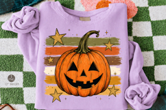 Halloween Jack O'Lantern PNG,Retro Striped Pumpkin Product Image 1