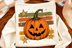 Halloween Jack O'Lantern PNG,Retro Striped Pumpkin Product Image 2