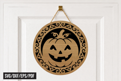 Halloween Jack O Lantern Round Door Hanger SVG Product Image 1