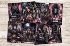 GlamArtZhanna, Spooky Junk Journal Pages, Haunted House Junk Journal Paper, Gothic Romantic Digital Collage Sheet, Pink Halloween Scrapbook Kit, Halloween African American Girl Junk Journal Kit, Scary House Journal Card, Creepy Journaling Pages, Vampire E