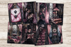 GlamArtZhanna, Spooky Junk Journal Pages, Haunted House Junk Journal Paper, Gothic Romantic Digital Collage Sheet, Pink Halloween Scrapbook Kit, Halloween African American Girl Junk Journal Kit, Scary House Journal Card, Creepy Journaling Pages, Vampire E
