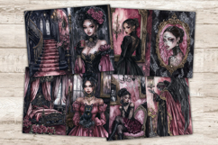 GlamArtZhanna, Spooky Junk Journal Pages, Haunted House Junk Journal Paper, Gothic Romantic Digital Collage Sheet, Pink Halloween Scrapbook Kit, Halloween African American Girl Junk Journal Kit, Scary House Journal Card, Creepy Journaling Pages, Vampire E