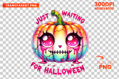 Halloween Just Waiting For Halloween Pumpkin Clipart PNG Product Image 5