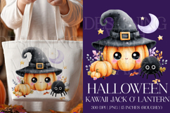Halloween Graphic, Halloween Kawaii Jack o Lantern Scene, g1 Product Image 1