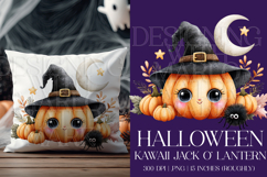 Halloween Graphic, Halloween Kawaii Jack o Lantern Scene, g3 Product Image 1