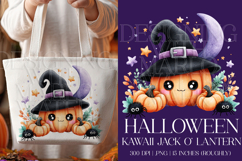 Halloween Graphic, Halloween Kawaii Jack o Lantern Scene, g4 Product Image 1