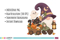 Adorable Halloween graphics with autumn leaves, pumpkins and friendly spooky characters for children's party decorations.