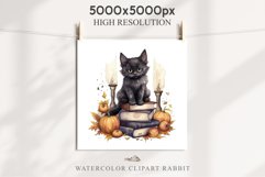 watercolor halloween kitten books kitty pumpkin clipart, spooky sublimation nursery Creepy Witch Kitten On Books Cats Spooky Clipart PNG Scrapbook Fairy Tale Art Image Watercolor witch magic Print illustration sublimation creepy printable digital