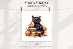 Halloween Kitten On Books Cats Spooky Clipart PNG Scrapbook Fairy Tale Art Image Watercolor witch magic Print illustration sublimation creepy printable digital watercolor halloween kitten books kitty pumpkin clipart, spooky sublimation nursery Creepy