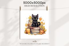 Halloween Kitten On Books Cats Spooky Clipart PNG Scrapbook Fairy Tale Art Image Watercolor witch magic Print illustration sublimation creepy printable digital watercolor halloween kitten books kitty pumpkin clipart, spooky sublimation nursery Creepy