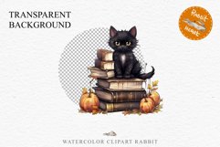 Halloween Kitten On Books Cats Spooky Clipart PNG Scrapbook Fairy Tale Art Image Watercolor witch magic Print illustration sublimation creepy printable digital watercolor halloween kitten books kitty pumpkin clipart, spooky sublimation nursery Creepy