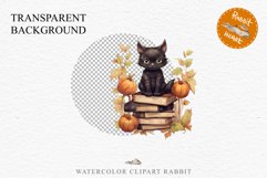 Halloween Kitten On Books Cats Spooky Clipart PNG Scrapbook Fairy Tale Art Image Watercolor witch magic Print illustration sublimation creepy printable digital watercolor halloween kitten books kitty pumpkin clipart, spooky sublimation nursery Creepy